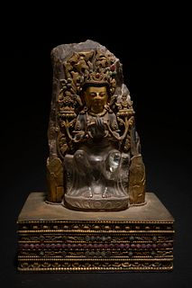 A Gilt Bronze & Crystal Bodhisattva Statue