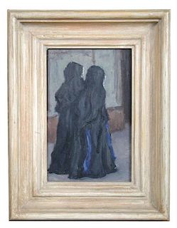 § Clifford Hall, ROI, NS (British, 1904-1973) Nuns in Chelsea signed upper left "Clifford Hall" oil