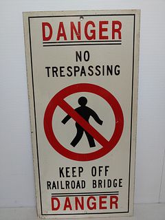 SS alum RR bridge No Trespassing sign