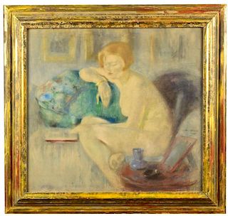 Julia Beatrice How (Scottish, 1867-1932) Study of Mlle Lalotte Lesant, nude signed centre right " B
