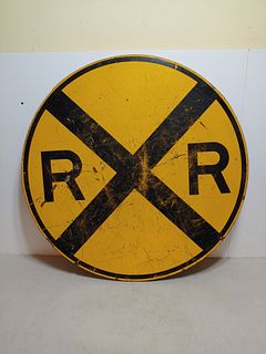 SS Wood Railroad Crossing sign