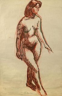 § Zdzislaw Ruszkowski (Polish, 1907-1991) Nude lower centre "Ruszkowski" watercolour and red chalk 7