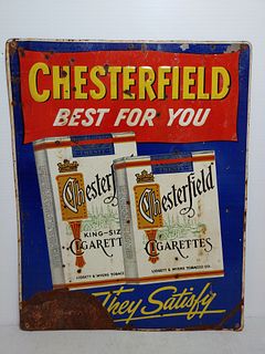 SST Chesterfield Cigarette sign embossed