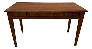 Bassett Hepplewhite desk with three drawers, 52" x 24" x 30.5"