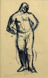§ Blair Hughes-Stanton (British, 1902-1981) Standing Nude ink 17 x 10½cm (7 x 4in) <br>Provenance: P