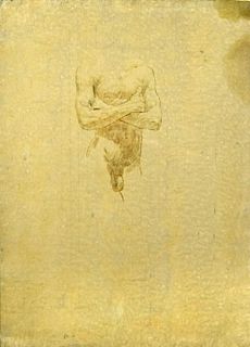 § Erich Wolfsfeld (British, 1884-1956) Study of a Male nude pencil and ink 60 x 43½cm (23 x 17in) <b