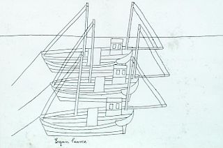 § Bryan Pearce (British, 1929-2007) Boats signed lower left "Bryan Pearce" pen and ink 26 x 39cm (10