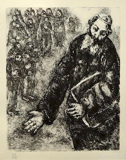 § Marc Chagall (Russian/French, 1887-1985) Study of a Rabbi numbered 417/1200 and signed lower left