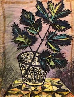 § John Banting (British, 1902-1972) Leaves in a Glass watercolour 31 x 24cm (12 x 9in) <br>Provenanc