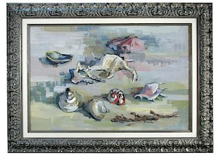 § Lucette de la Fougere (French, 1921-2010) Still life of Shells signed lower right "Fougere" oil on
