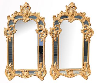 Pair of Large Gilt Rococo Style Mirrors