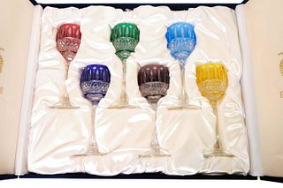 Faberge Crystal Xenia Hock Wine Glasses in Box