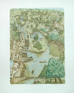 § Glyn Thomas (British, b. 1936) Four views of Cambridge: Byron's Pool; Three Meadows; Railway Walk