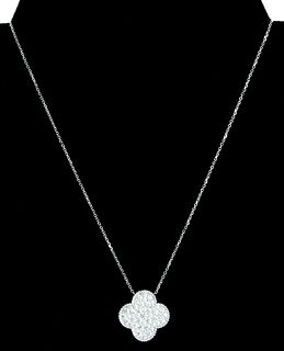 Manner of VCA 18k WG Alahambra Diamond Necklace