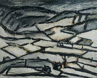 § Peter Prendergast (Welsh, 1946-2007) Snowdonia landscape signed on the reverse "P Prendergast" oil