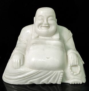 Vintage Carved Happy Buddha Marble Sculpture