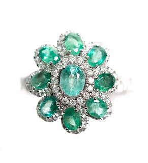 14k WG 1.41ct Emerald & 0.62ctw Diamond Ring