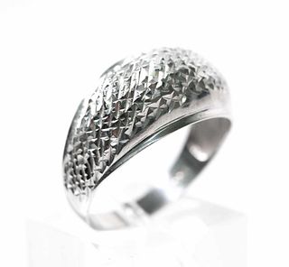 Modernist 14k White Gold Dome Shaped Ring, Size 8