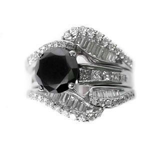 14k WG Black & White Diamond Bridal Set