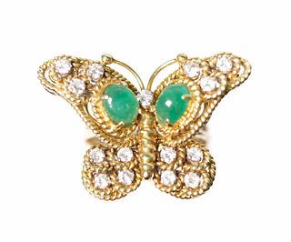 J.G. Jewelry 14k YG Butterfly Diamond Ring, Size 5