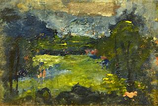§ Heskel Joory (Italian/French b. 1925) Landscape oil on board 16 x 24cm (6 x 9in) <br>Provenance: F