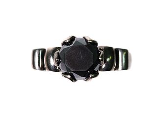 Custom Sterling & 3.19ct Black Diamond Ring