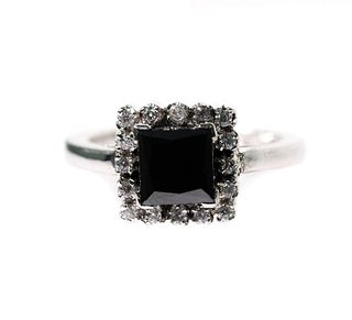 Custom Sterling 1.56ct Black Diamond Ring
