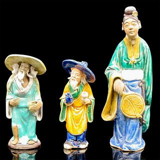 3pc Rare Antique Chinese Shekwan Mudware Figurines