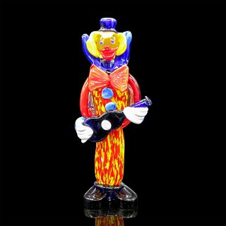 Murano Style Glass Figurine, Clown with Guitar
