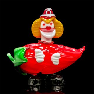 Murano Style Glass Figurine, Red Pepper Clown