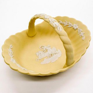 Wedgwood Primrose Yellow Jasperware, Handled Basket