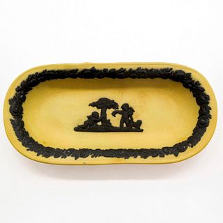 Wedgwood Yellow Buff and Black Jasperware, Oval Pin Tray