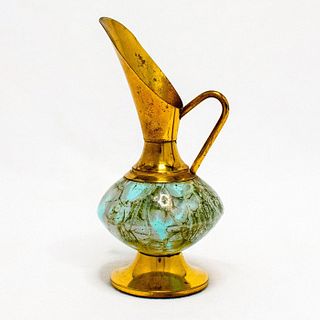 Unusual Delft Jug Brass Spout Mid-Century Modern