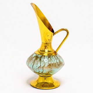 Unusual Delft Jug Brass Spout Mid-Century Modern