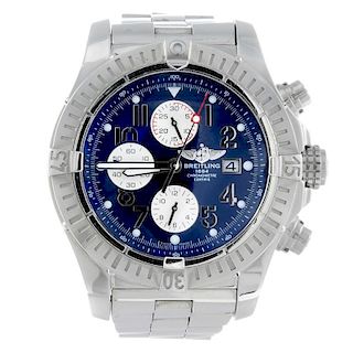 BREITLING - a gentleman's Super Avenger chronograph bracelet watch. Stainless steel case with calibr