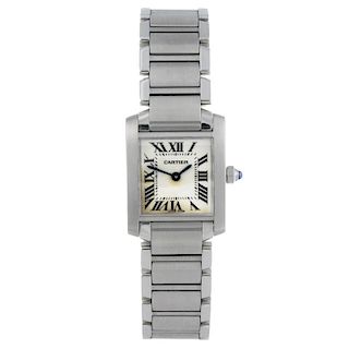 CARTIER - a Tank Francaise bracelet watch. Stainless steel case. Reference 2384, serial 689502CD. Si