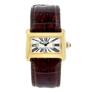 CARTIER - a Tank Divan wrist watch. 18ct yellow gold case. Reference 2601, serial 273458CE. Signed q
