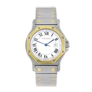 CARTIER - a Santos Ronde bracelet watch. Stainless steel case with yellow metal bezel. Numbered 2966