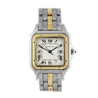 CARTIER - a Panthere bracelet watch. Stainless steel case with yellow metal bezel. Reference 1100, s