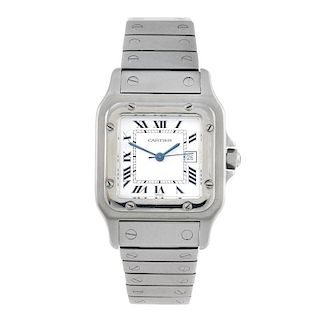 CARTIER - a Santos bracelet watch. Stainless steel case. Signed automatic calibre 077 with quick dat