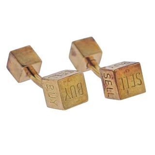 Tiffany &amp; Co 18k Gold Stock Broker Sell Buy Cufflinks