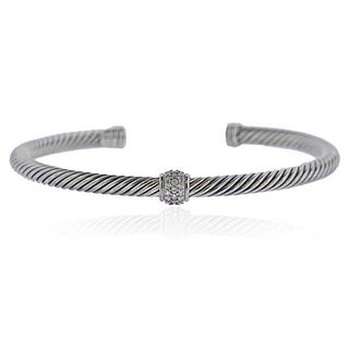 David Yurman Silver Diamond Cable Bracelet