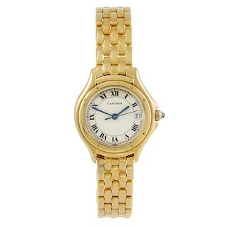 CARTIER - a Cougar bracelet watch. Yellow metal case, stamped 18k with poincon. Numbered 887906 0003