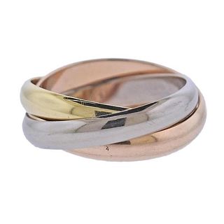 Cartier Trinity 18k Gold Tri Color Rolling Band Ring Sz 55