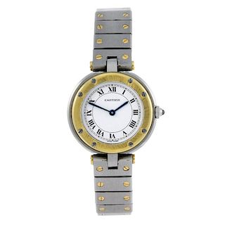 CARTIER - a Santos Vendome bracelet watch. Stainless steel case with yellow metal bezel. Numbered 81