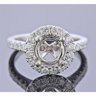 18k Gold Diamond Engagement Ring Halo Setting