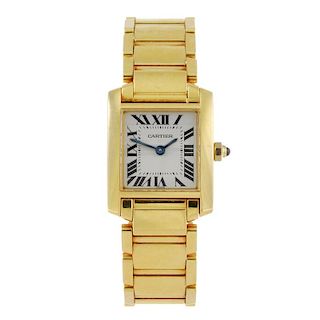 CARTIER - a Tank Francaise bracelet watch. 18ct yellow gold case. Reference 2385, serial CC878700. S