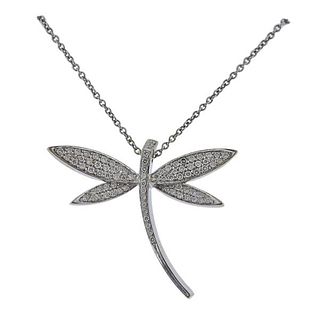18K Gold Diamond Dragonfly Pendant Necklace
