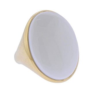 18k Gold Chalcedony Dome Ring