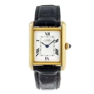 CARTIER - a Must De Cartier Tank wrist watch. Gold plated silver case. Reference 2415, serial 043235